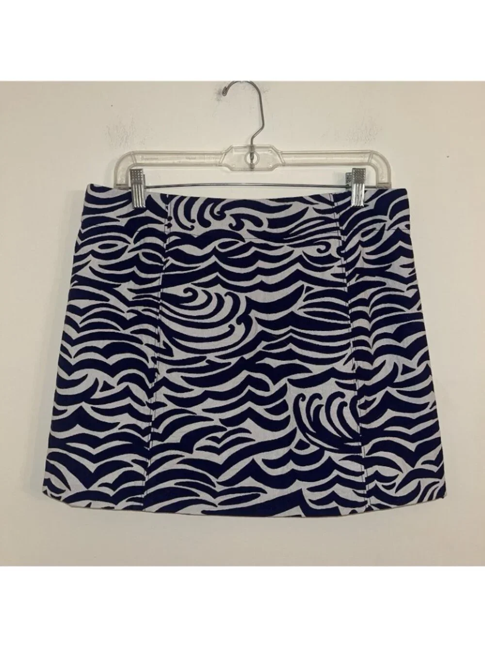 Lilly Pulitzer Maida On The Horizon Bright Navy Jacquard Faux Wrap Mini Skirt 10